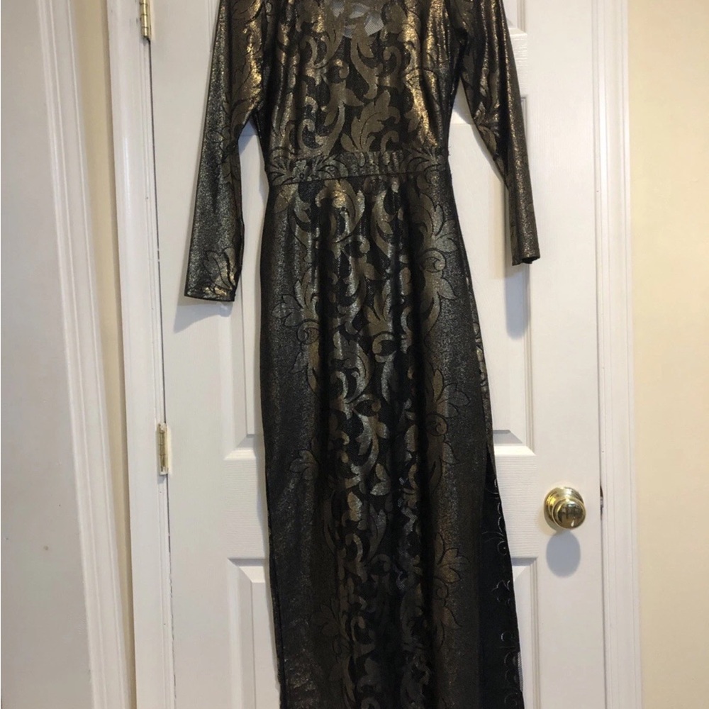 Miss Selfridge Elegant Metallic Long Sleeve Dress Sz 6